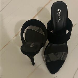 Qupid Black and Clear Women's Heels